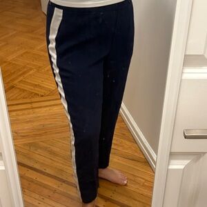 Aritzia Babaton Navy Trousers with White Stripe